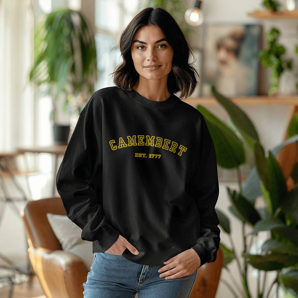 Camembert Varisty Sweatshirt Gildan 18000 Unisex Crewneck Sweatshirt Front Print