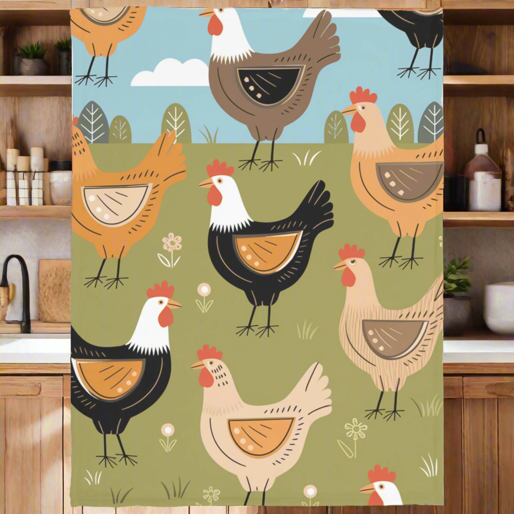 Cozy Chicken, Retro Vintage Style Softest, Plush Fleece Blanket