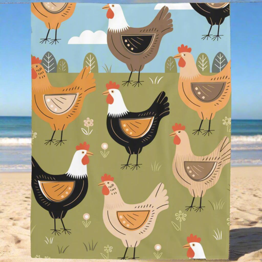 Cozy Chicken, Retro Vintage Style Softest, Plush Fleece Blanket