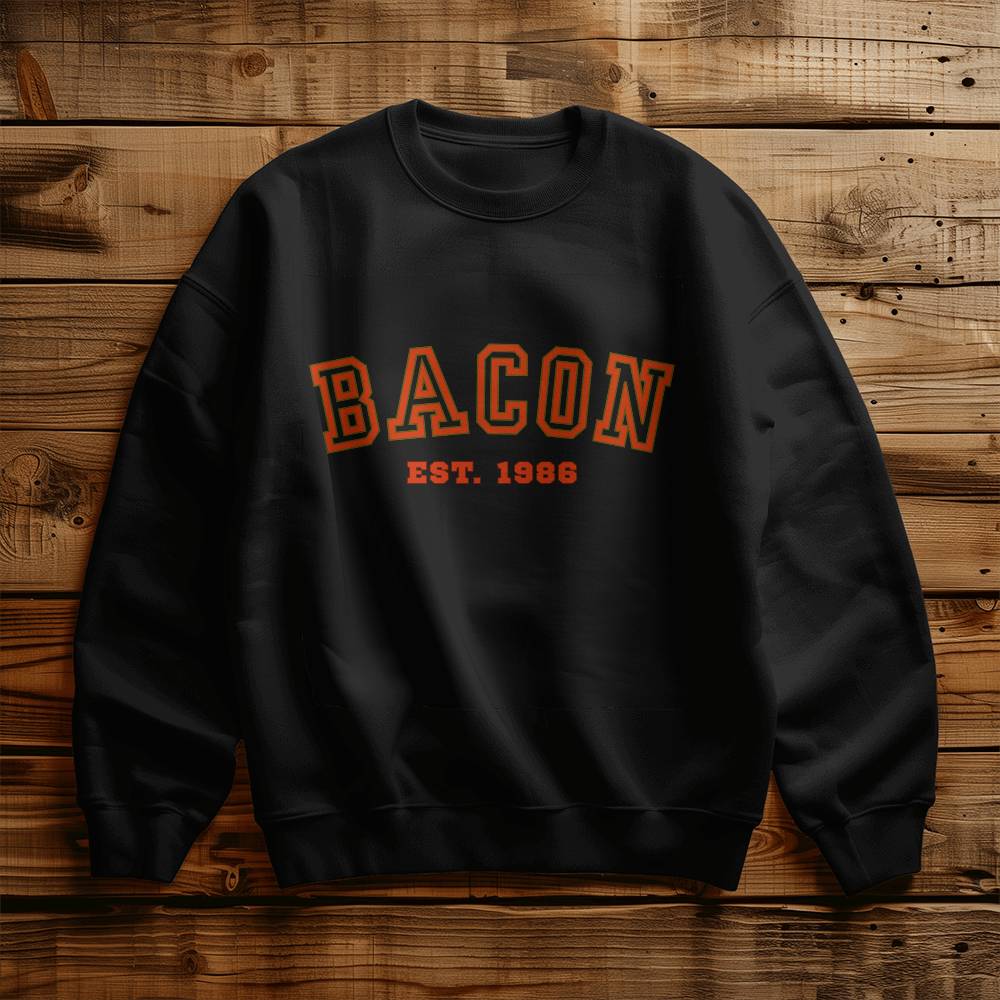 BACON 1986 University Style Gildan 18000 Unisex Crewneck Sweatshirt, Front Print