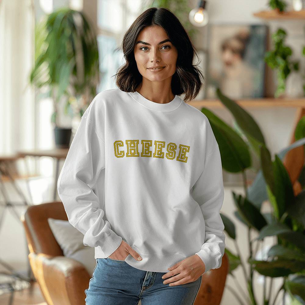 CHEESE University Style Logo Sweatshirt, Unisex Crewneck Sweatshirt