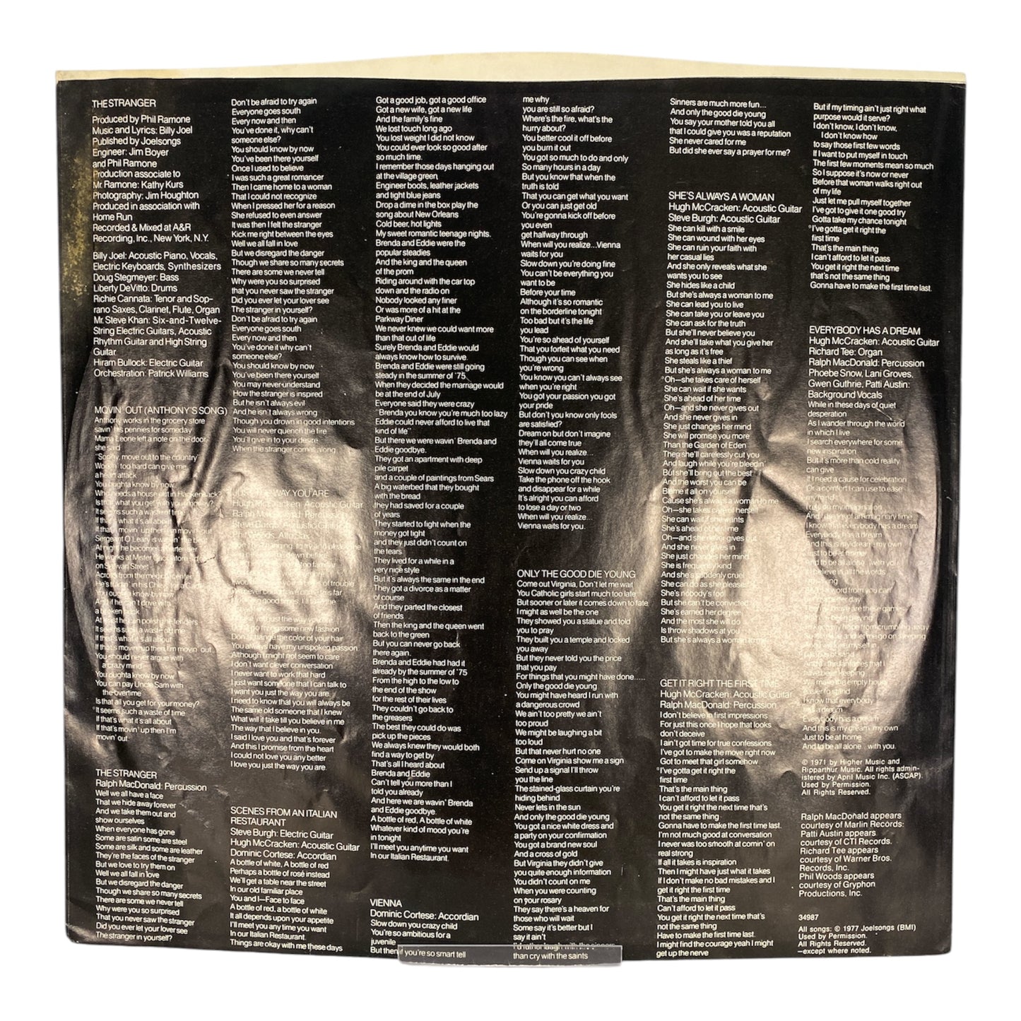 Billy Joel - The Stranger (JC 34987) 1977 version.