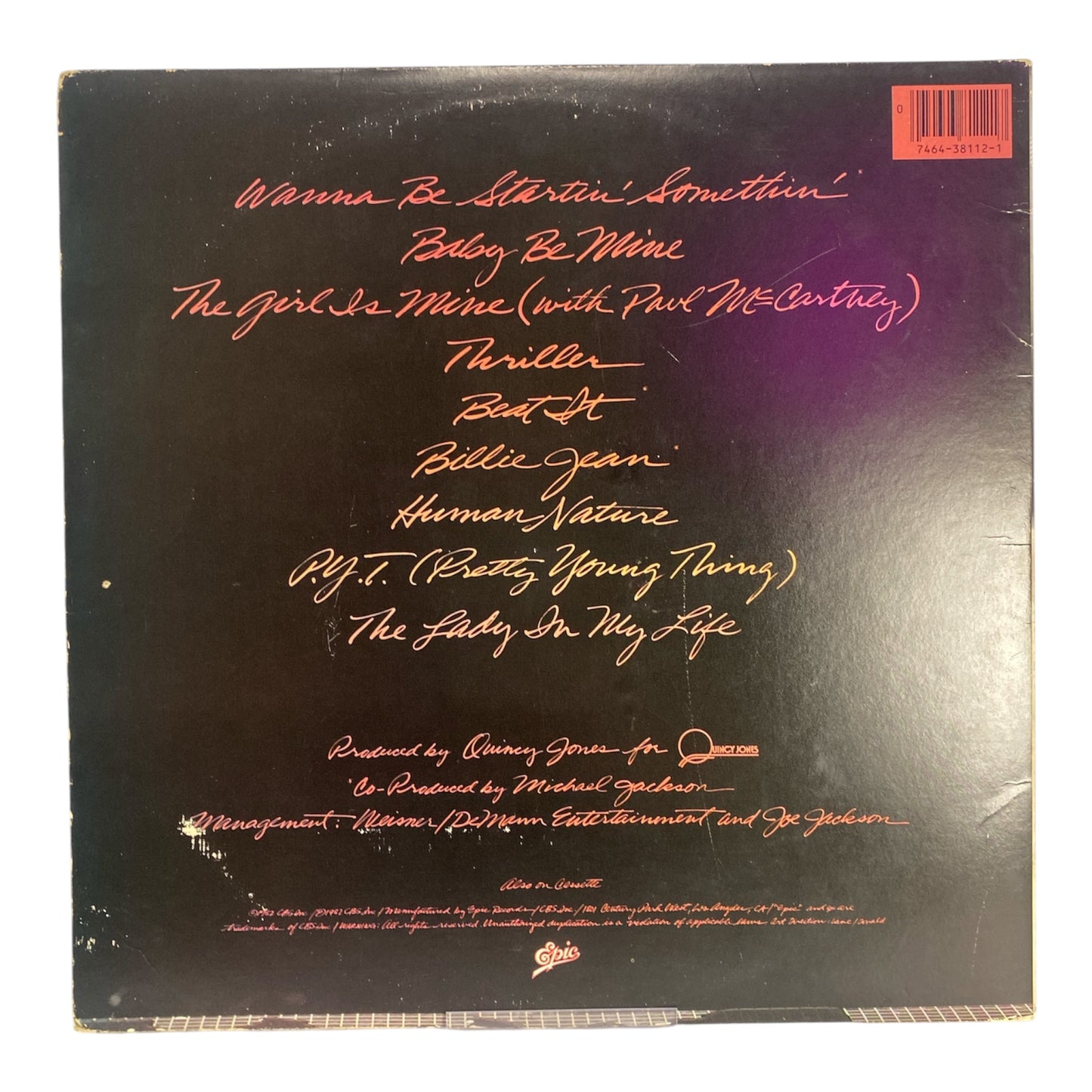 Thriller - Micheal Jackson (2nd US pressing, 1982. Test played)