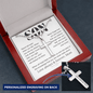To My Amazing Son, Stand Tall, Love Mom | Personalized Engraved Cross & Message Card
