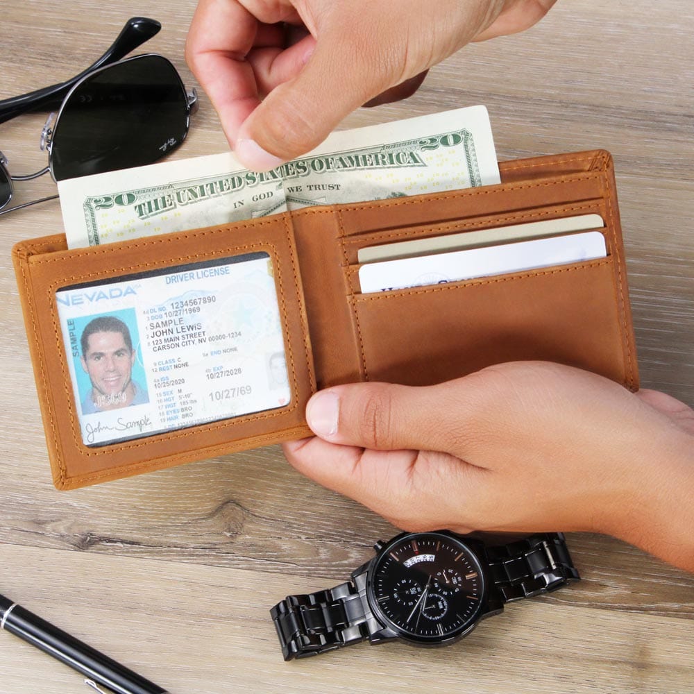 To My Son, No Matter What I will Always Love You Engraved Wallet (MBBEtsy01 Manual)