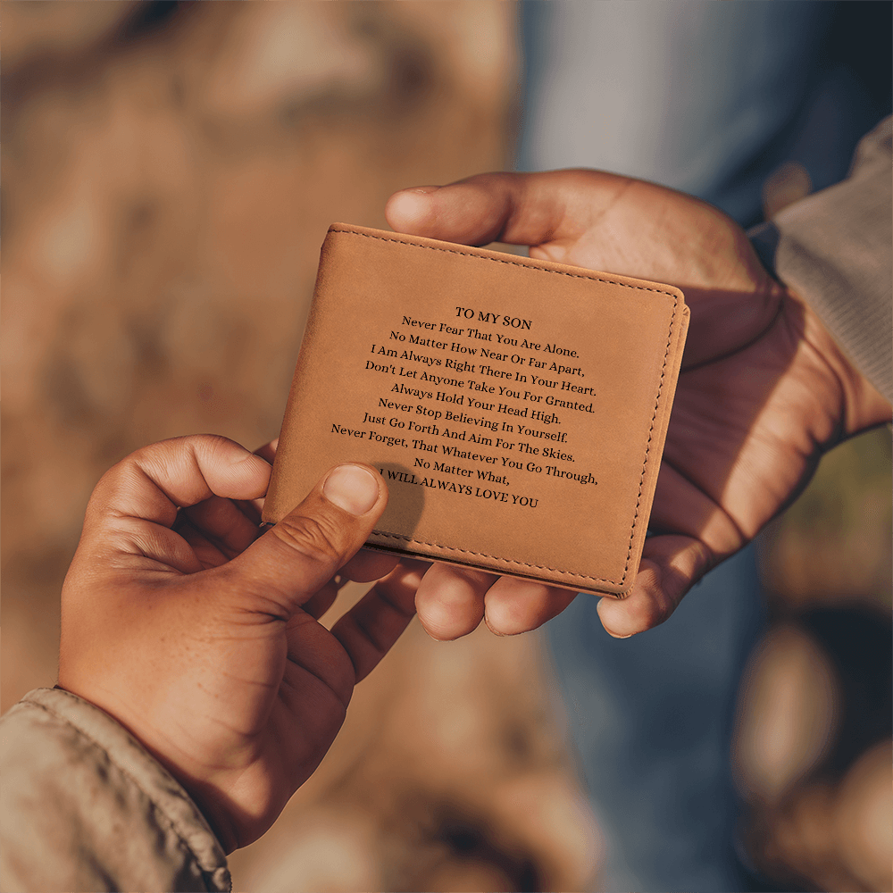 To My Son, No Matter What I will Always Love You Engraved Wallet (MBBEtsy01 Manual)