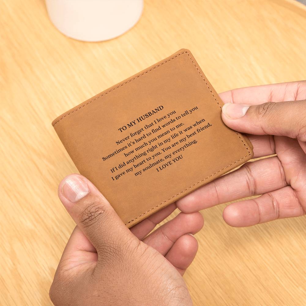 To My Husband, Gorgeous Leather Engraved Wallet