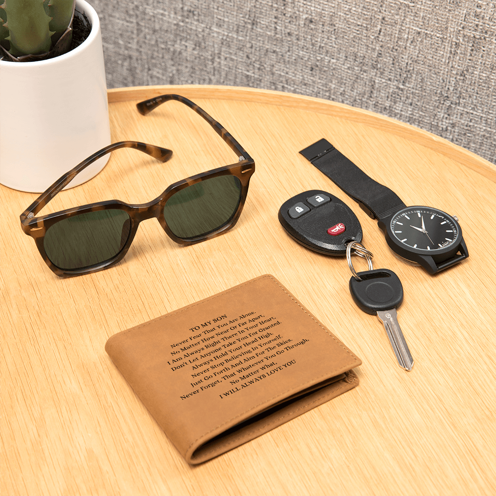 To My Son, No Matter What I will Always Love You Engraved Wallet (MBBEtsy01 Manual)