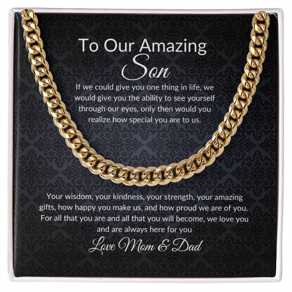 Gift for Son | Birthday Gift for Son | Sentimental Gifts for Son | Adoption Day Gift | Gotcha Day | Family Day | Cuban Link Chain for Men - BespokeBliss
