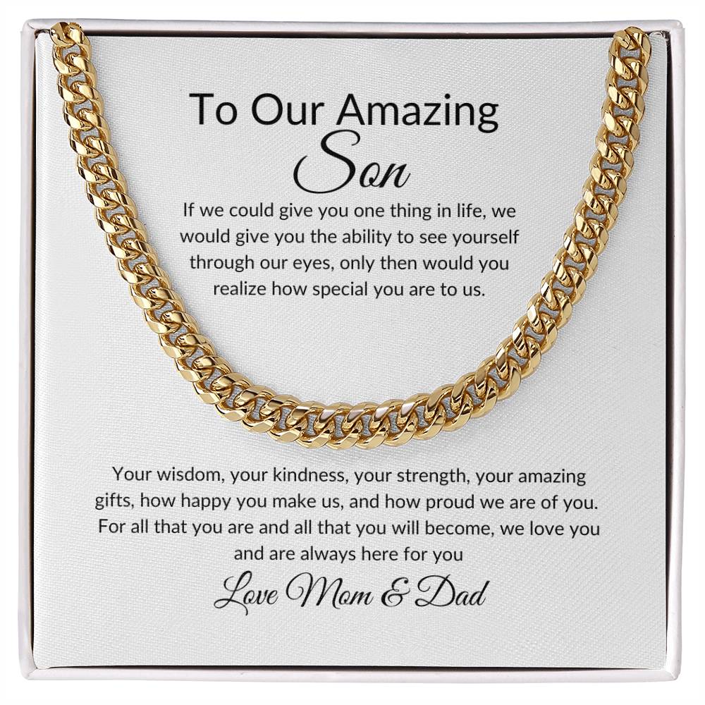 Gift for Son | Birthday Gift for Son | Sentimental Gifts for Son | Adoption Day Gift | Gotcha Day | Family Day | Cuban Link Chain for Men - BespokeBliss