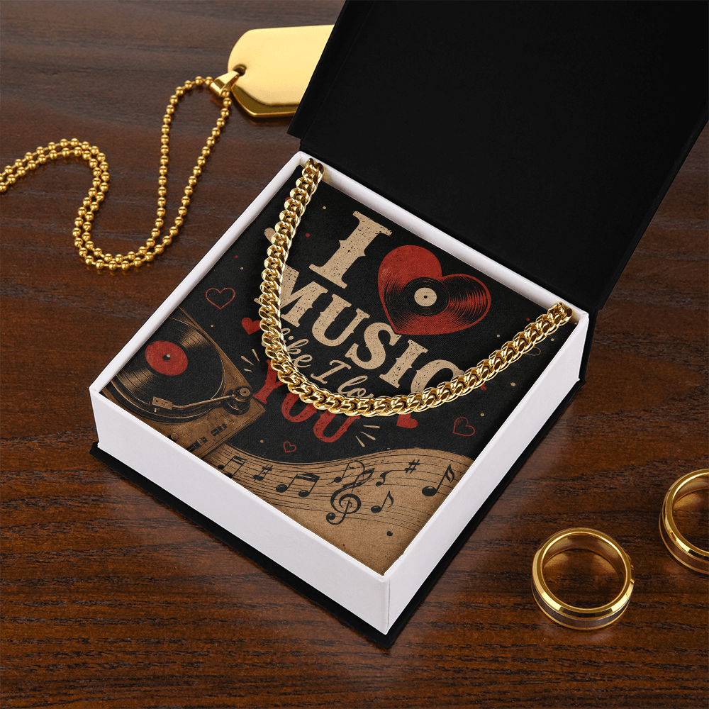 Cuban Chain Necklace - I Heart Music Like I Love You