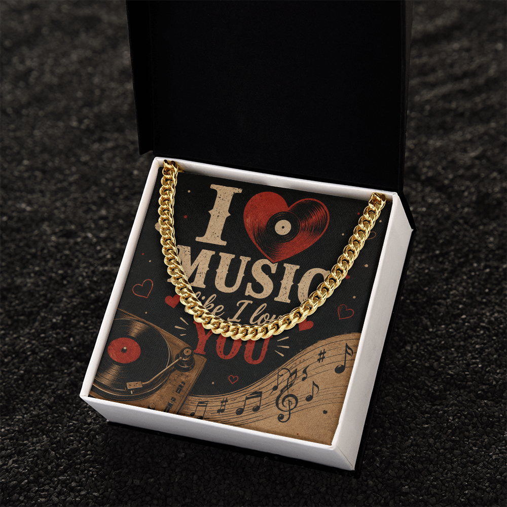 Cuban Chain Necklace - I Heart Music Like I Love You