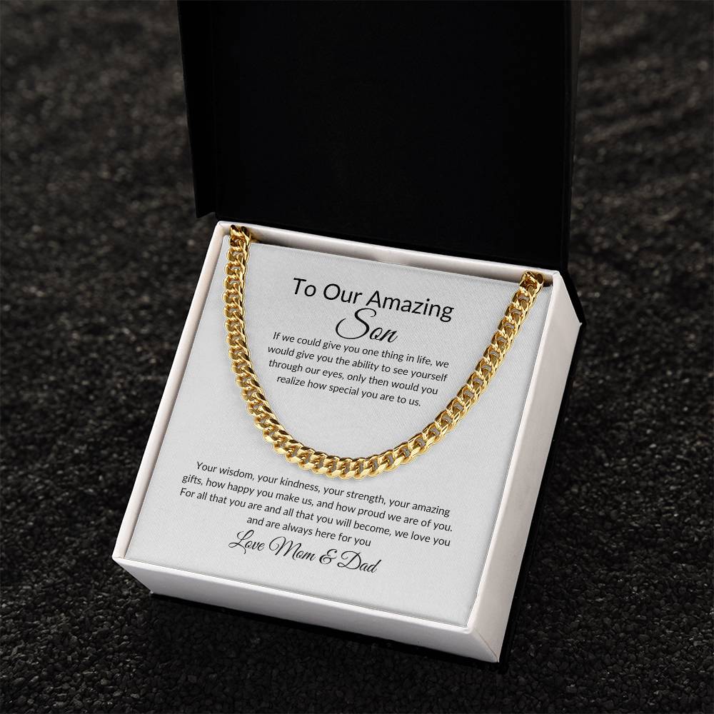 Gift for Son | Birthday Gift for Son | Sentimental Gifts for Son | Adoption Day Gift | Gotcha Day | Family Day | Cuban Link Chain for Men - BespokeBliss