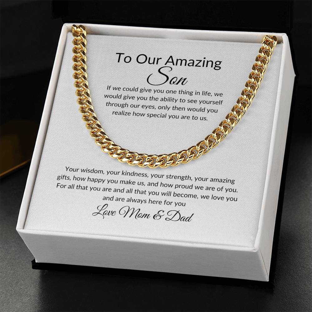 Gift for Son | Birthday Gift for Son | Sentimental Gifts for Son | Adoption Day Gift | Gotcha Day | Family Day | Cuban Link Chain for Men - BespokeBliss