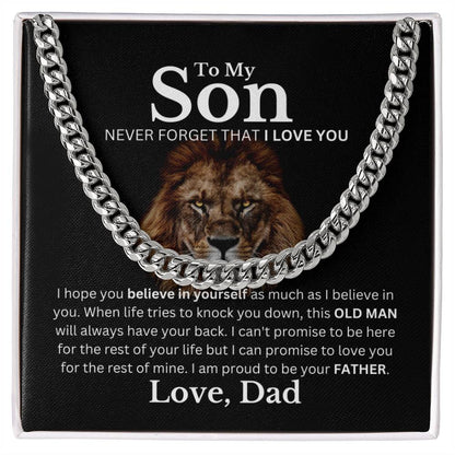 Son, Love Dad, Never Forget I Love You Cuban Chain