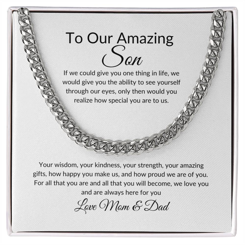 Gift for Son | Birthday Gift for Son | Sentimental Gifts for Son | Adoption Day Gift | Gotcha Day | Family Day | Cuban Link Chain for Men - BespokeBliss