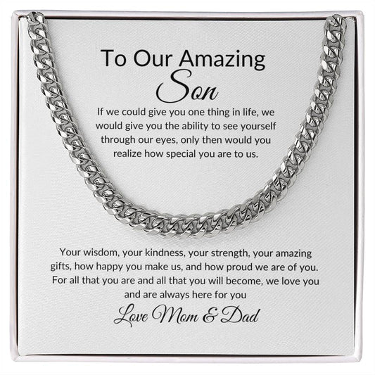 Gift for Son | Birthday Gift for Son | Sentimental Gifts for Son | Adoption Day Gift | Gotcha Day | Family Day | Cuban Link Chain for Men - BespokeBliss