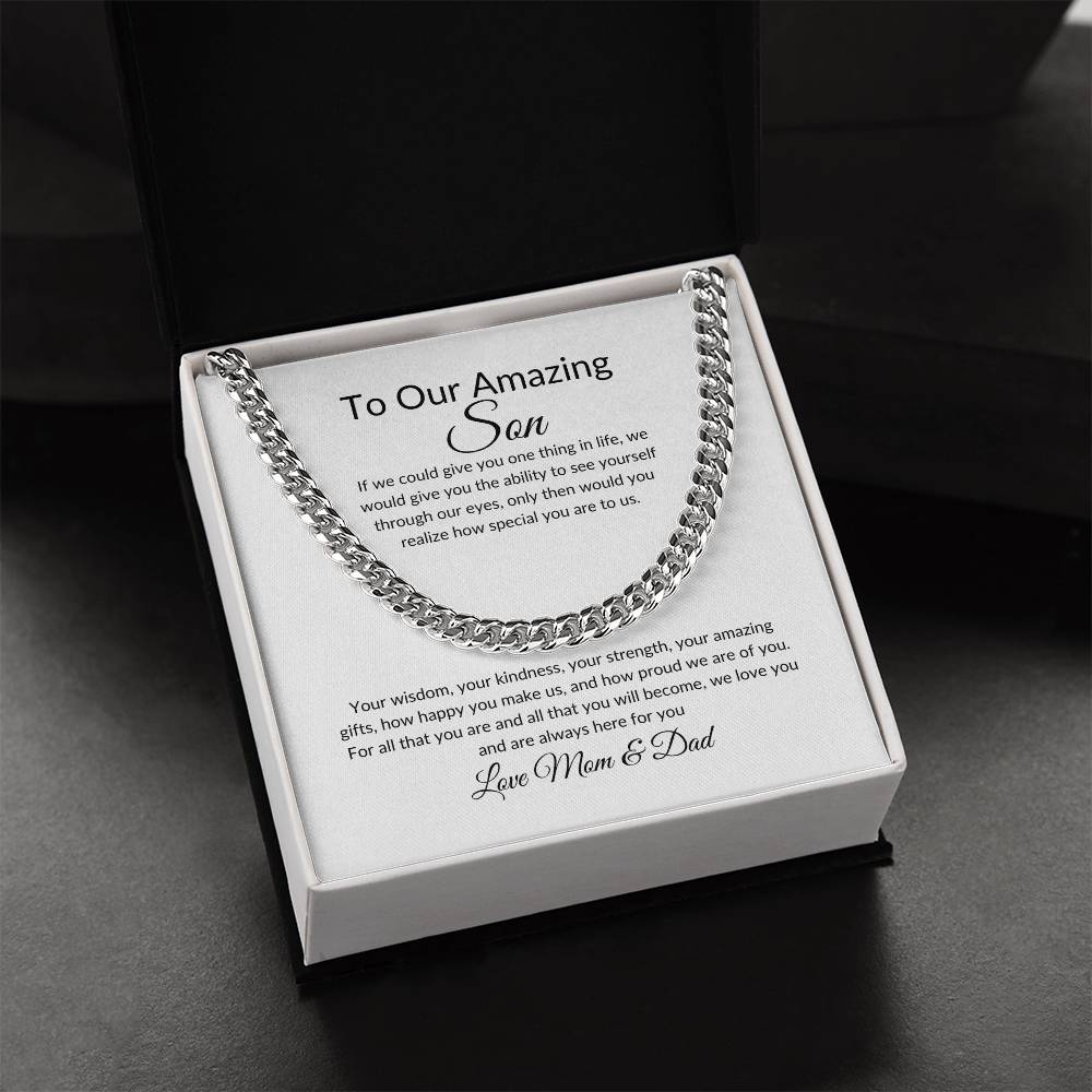 Gift for Son | Birthday Gift for Son | Sentimental Gifts for Son | Adoption Day Gift | Gotcha Day | Family Day | Cuban Link Chain for Men - BespokeBliss