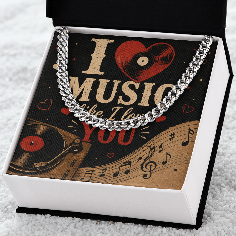 Cuban Chain Necklace - I Heart Music Like I Love You