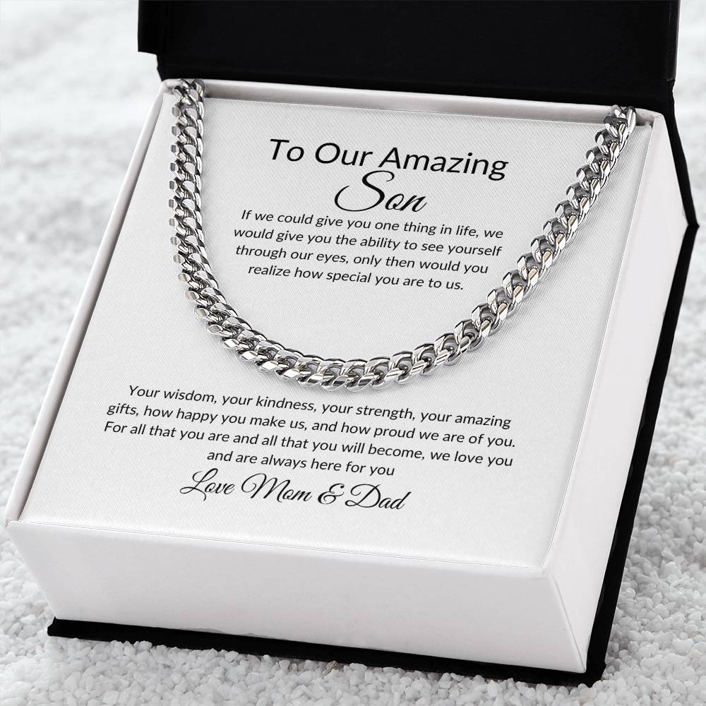Gift for Son | Birthday Gift for Son | Sentimental Gifts for Son | Adoption Day Gift | Gotcha Day | Family Day | Cuban Link Chain for Men - BespokeBliss
