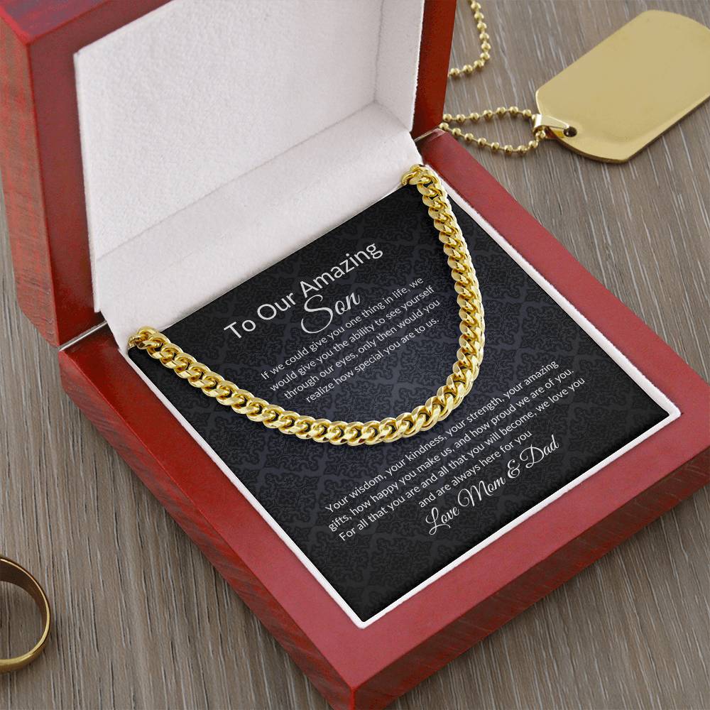Gift for Son | Birthday Gift for Son | Sentimental Gifts for Son | Adoption Day Gift | Gotcha Day | Family Day | Cuban Link Chain for Men - BespokeBliss