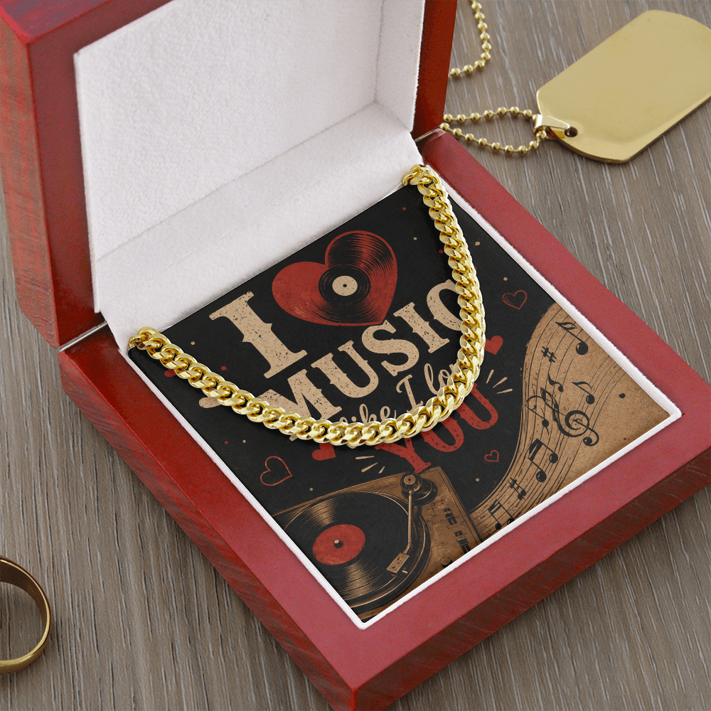 Cuban Chain Necklace - I Heart Music Like I Love You