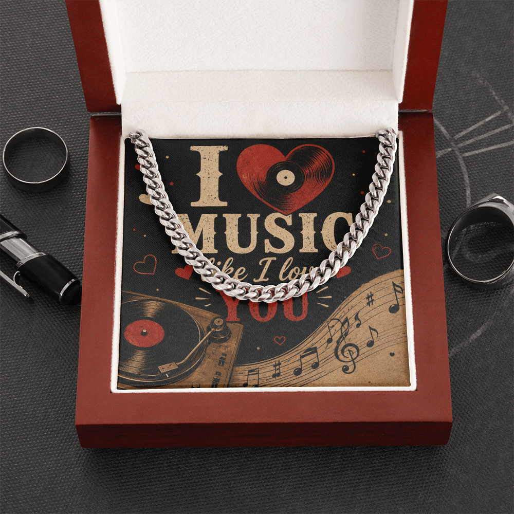 Cuban Chain Necklace - I Heart Music Like I Love You