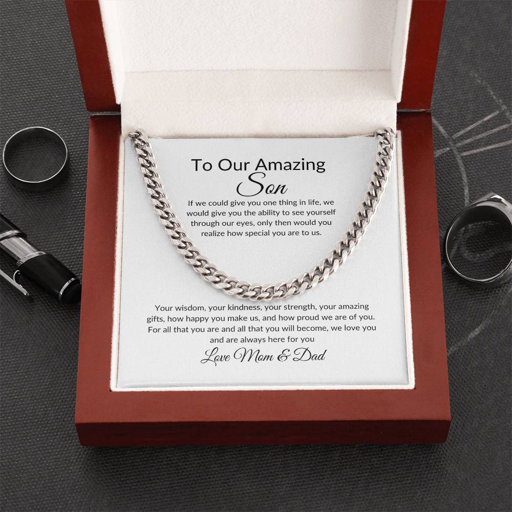Gift for Son | Birthday Gift for Son | Sentimental Gifts for Son | Adoption Day Gift | Gotcha Day | Family Day | Cuban Link Chain for Men - BespokeBliss