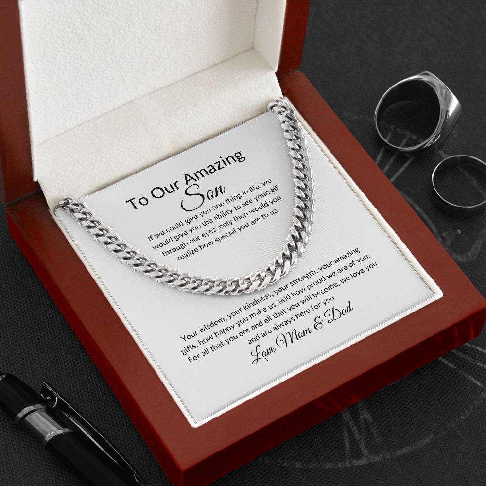 Gift for Son | Birthday Gift for Son | Sentimental Gifts for Son | Adoption Day Gift | Gotcha Day | Family Day | Cuban Link Chain for Men - BespokeBliss