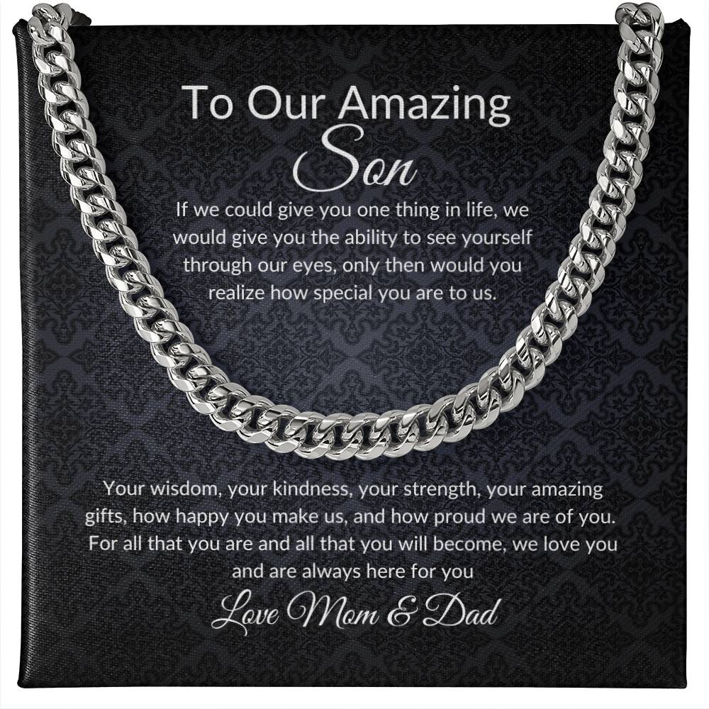 Gift for Son | Birthday Gift for Son | Sentimental Gifts for Son | Adoption Day Gift | Gotcha Day | Family Day | Cuban Link Chain for Men - BespokeBliss