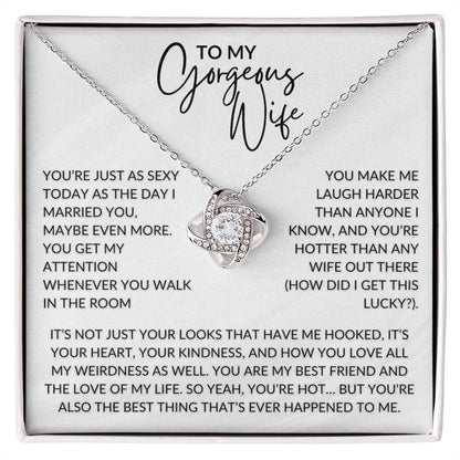 You're Hot My Gorgeous Wife | Love Knot Pendant Message Card | MBB075
