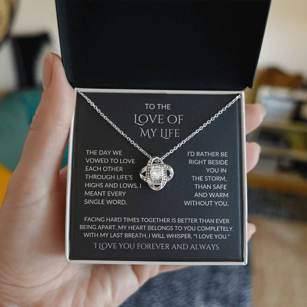 Love of My Life | Message Card Love Knot Pendant |