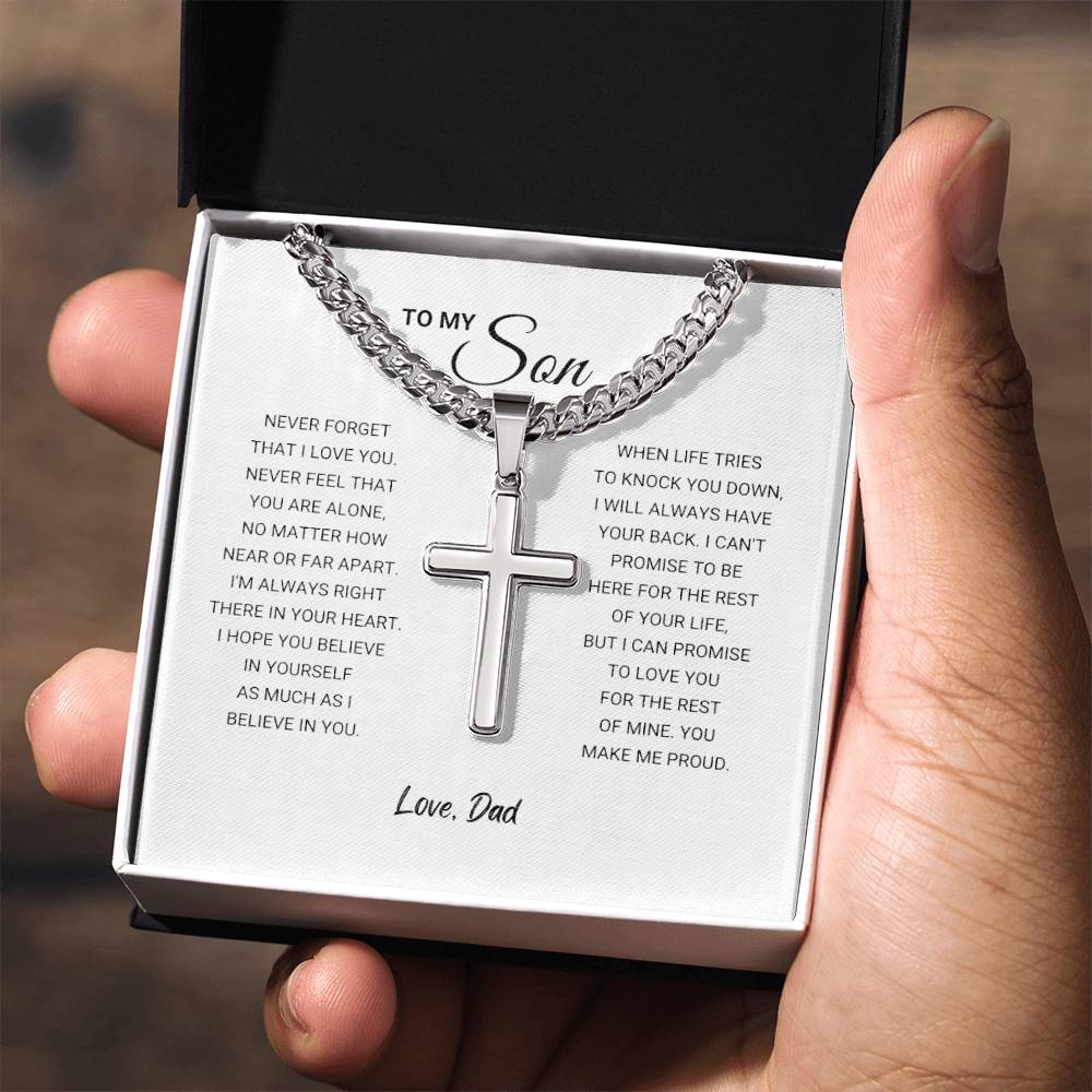 Son, Artisan Cross Necklace, Love Dad