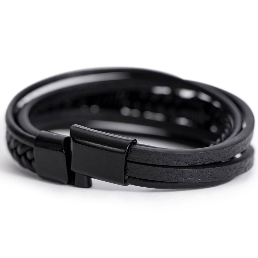 My Dear Son, Love Mom | Men's Cross Bracelet | Leather Bracelet