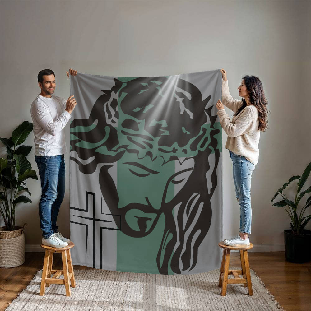 Jesus and the Cross Blanket, Show Your Faith and Strength in a Luxury Wrap