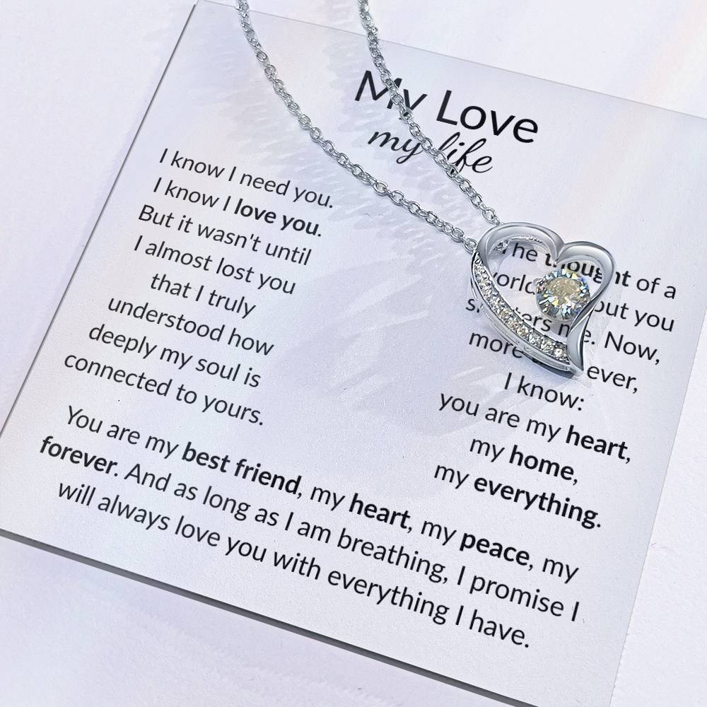 My Life My Love: You Are My Best Friend, My Heart, My Peace [Love knot - pendant message card].