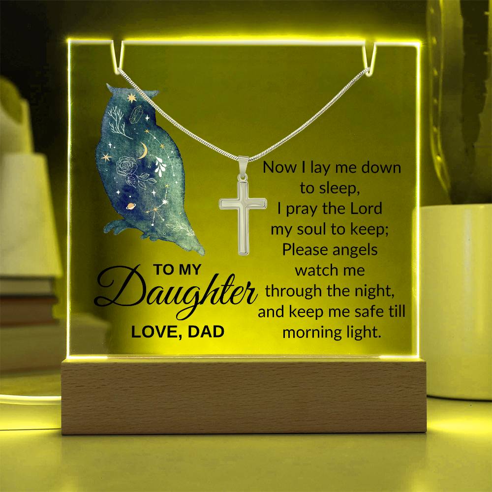 Daughter Love Dad, Now I Lay Me Down To Sleep .... Necklace and Nightlight Combination