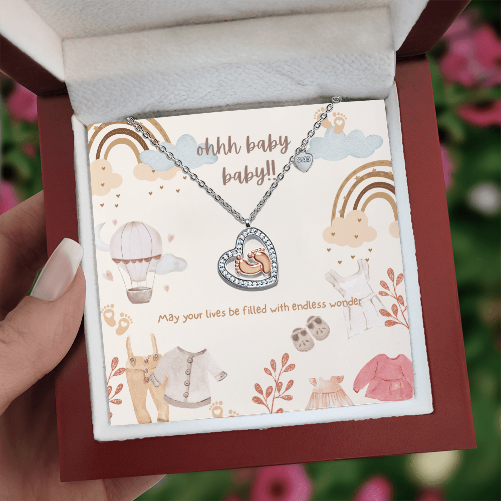 Ohhh Baby Baby - Mom to be | Congratulations on Your New Baby | necklace and message card Shower Gift or New Baby Celebration