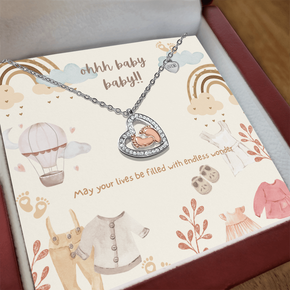 Ohhh Baby Baby - Mom to be | Congratulations on Your New Baby | necklace and message card Shower Gift or New Baby Celebration