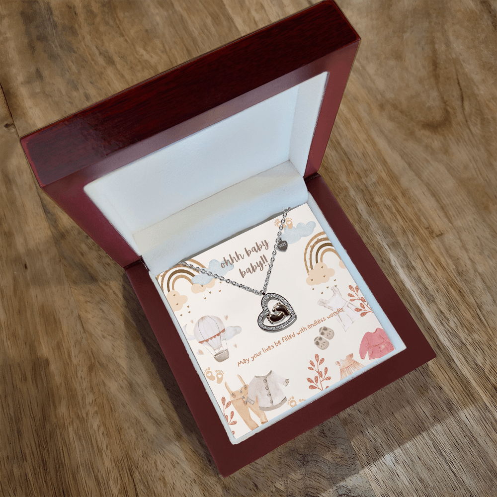 Ohhh Baby Baby - Mom to be | Congratulations on Your New Baby | necklace and message card Shower Gift or New Baby Celebration