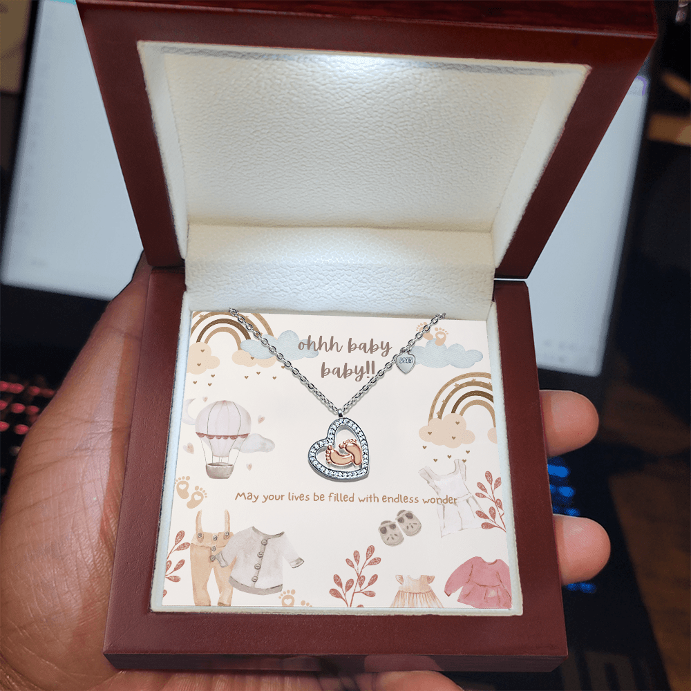Ohhh Baby Baby - Mom to be | Congratulations on Your New Baby | necklace and message card Shower Gift or New Baby Celebration