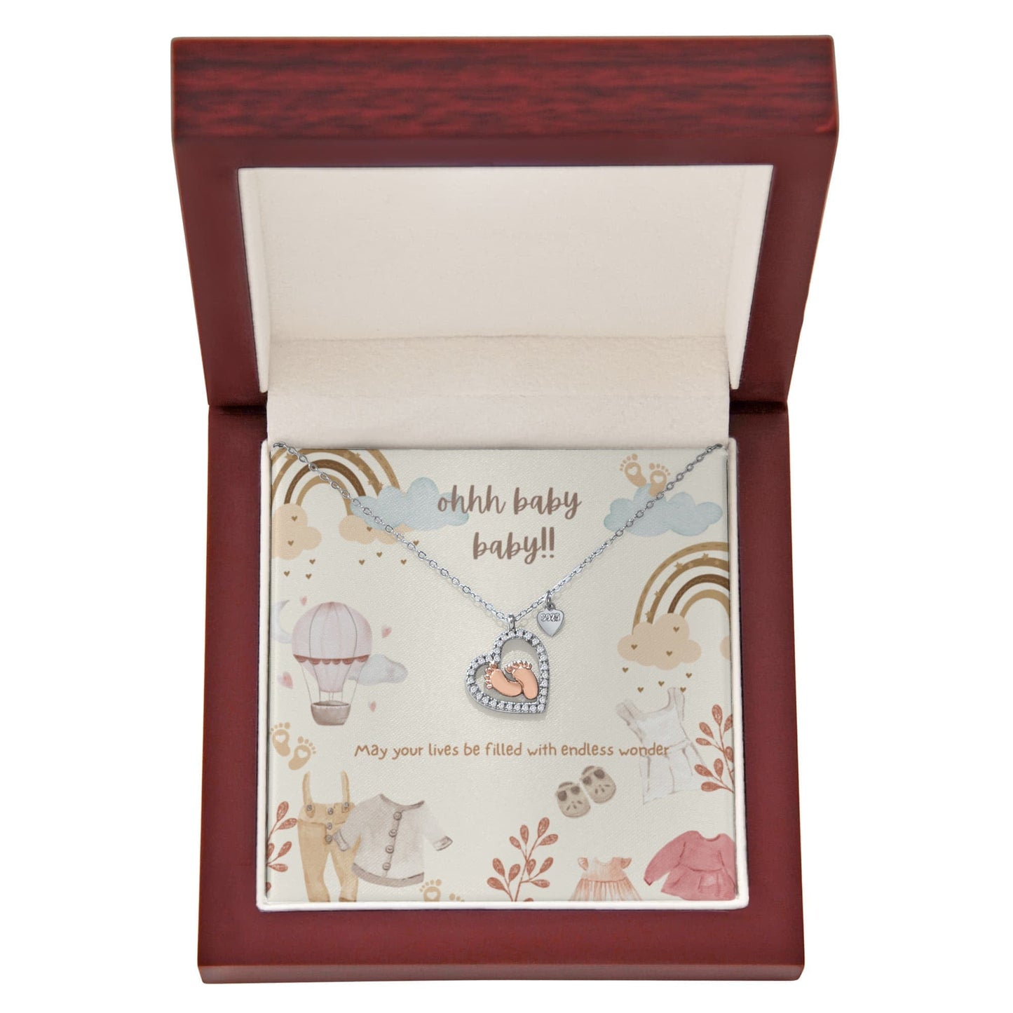 Ohhh Baby Baby - Mom to be | Congratulations on Your New Baby | necklace and message card Shower Gift or New Baby Celebration