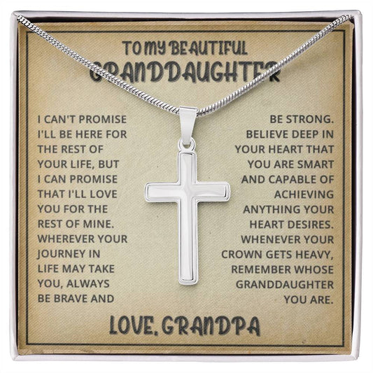 Granddaughter Gift Necklace and Message Card | Cross } Love Grandpa Necklace For Her