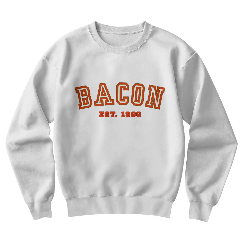 BACON 1986 University Style Gildan 18000 Unisex Crewneck Sweatshirt, Front Print