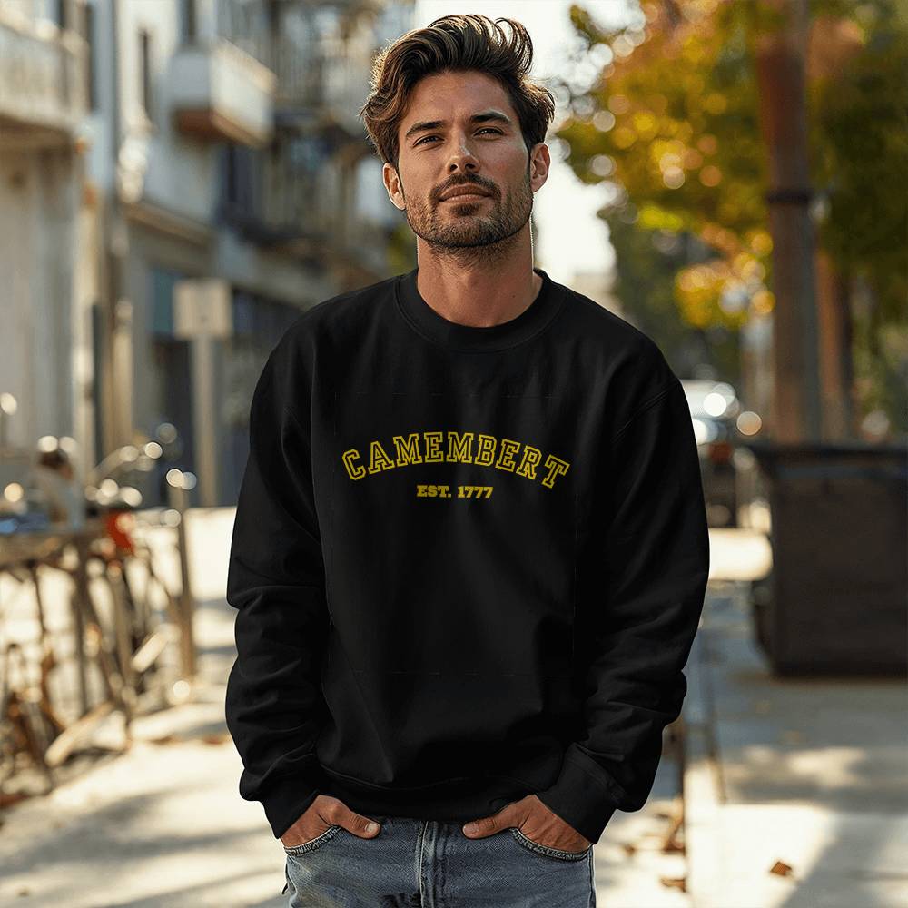 Camembert Varisty Sweatshirt Gildan 18000 Unisex Crewneck Sweatshirt Front Print