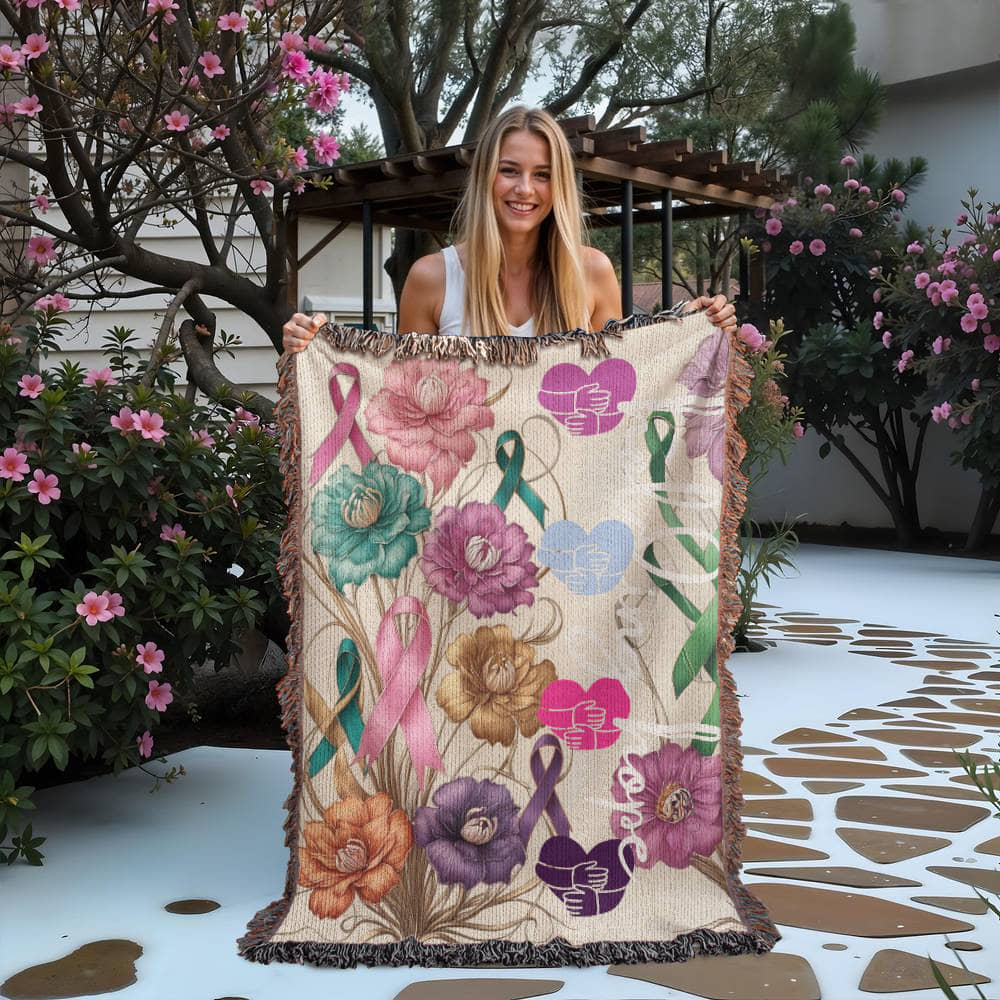 Holding Hope Comfort Blanket – Heirloom Woven Throw for Chemotherapy, Get Well Gift, Friendship & Support for Loved Ones