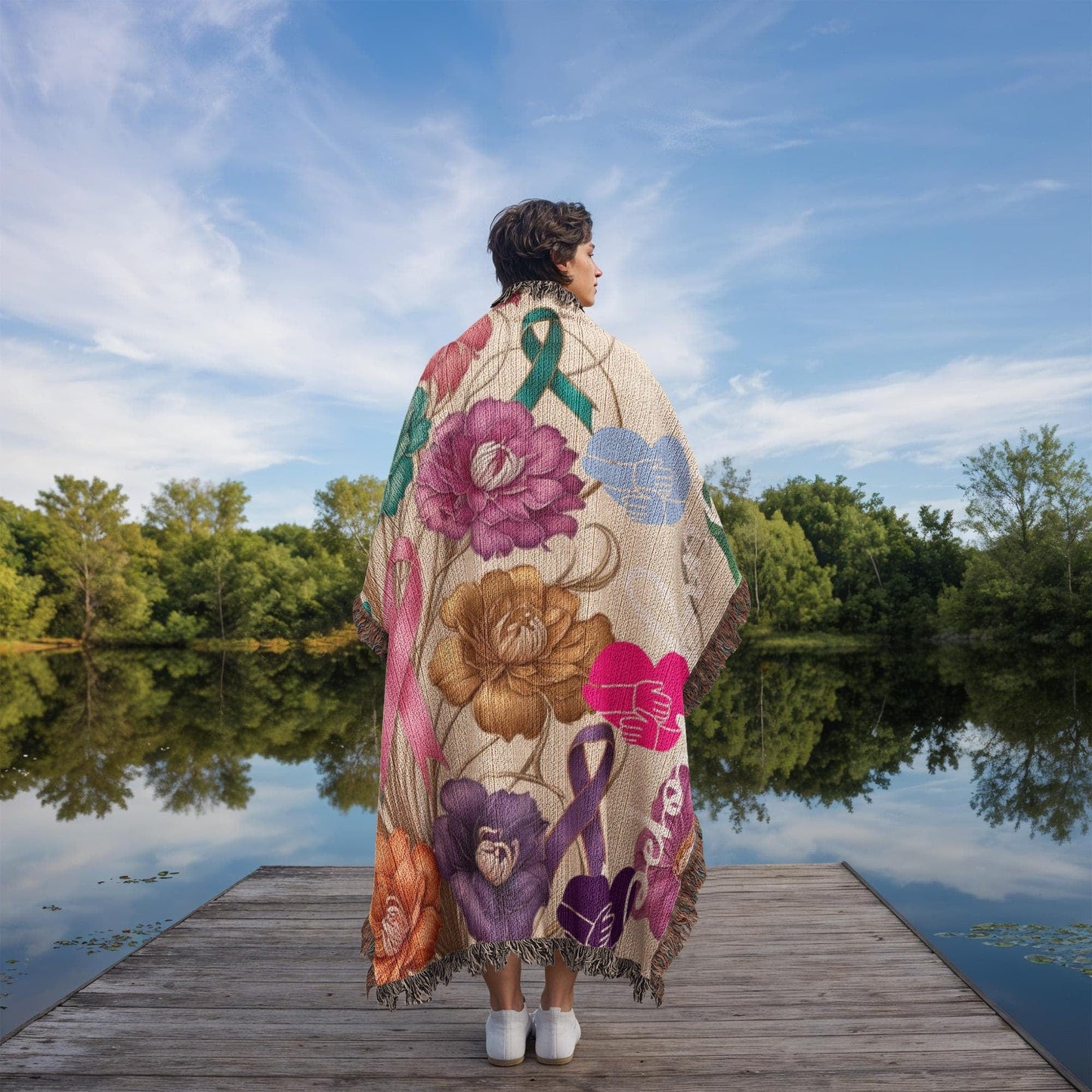 Holding Hope Comfort Blanket – Heirloom Woven Throw for Chemotherapy, Get Well Gift, Friendship & Support for Loved Ones